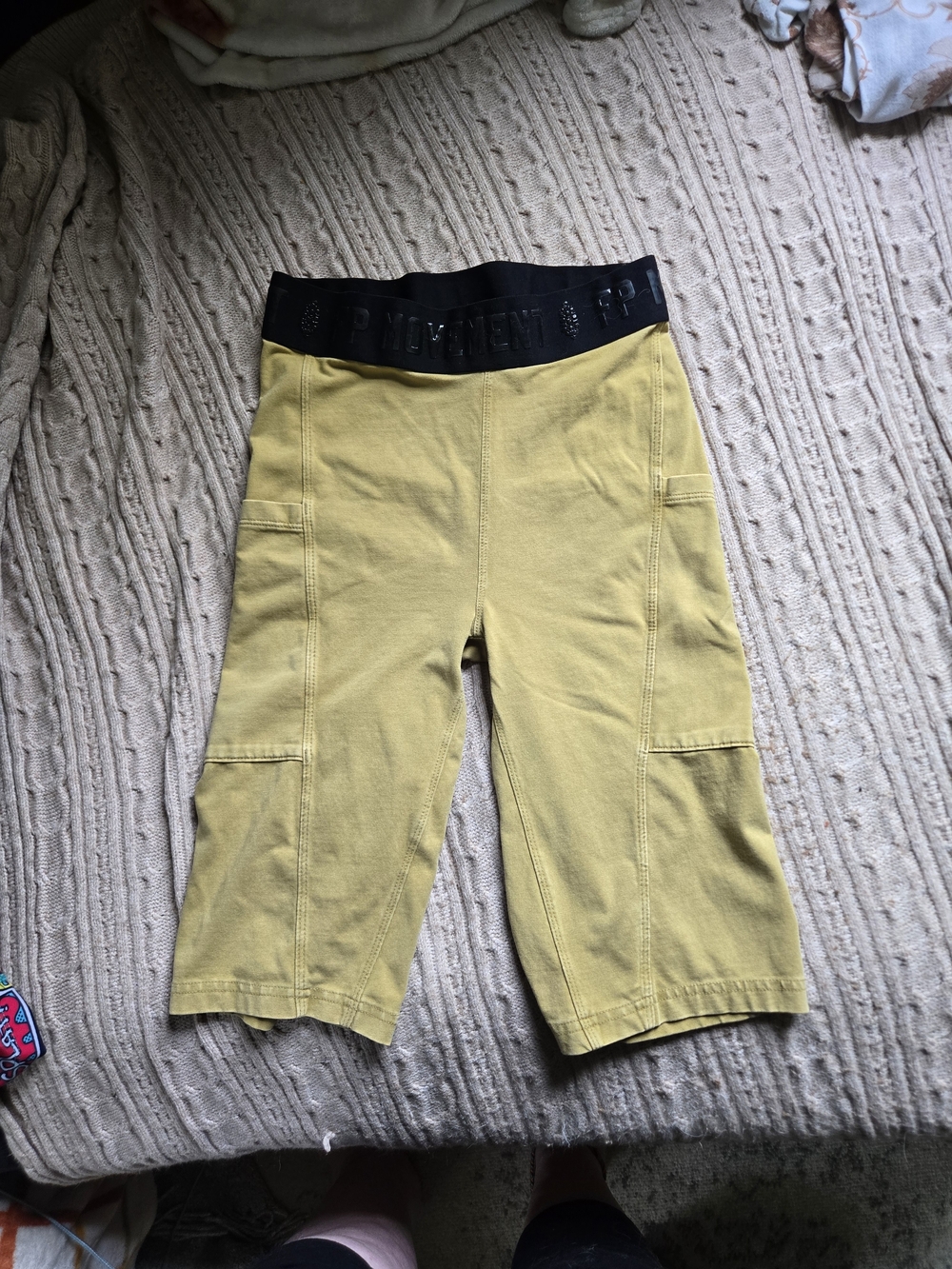 Free People Mustard Yellow Shorts with Black Elastic Waistband